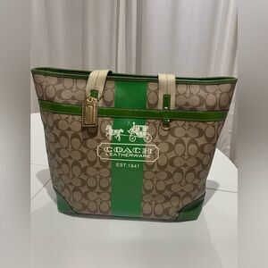 💚 Coach Heritage Tattersall Multicolor Signature Leather Bag 💚